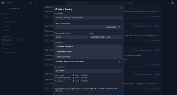 Bounties - Replit screen