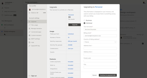 Upgrade Plan - QuestionScout screen