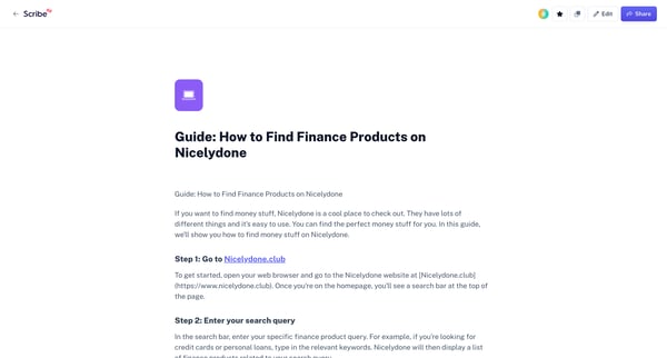 Guide How to Find Finance Products on Nicelydone | Scribe from Scribe