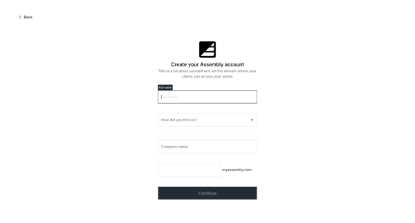Assembly Signup | Create your Assembly Workspace for Free screen