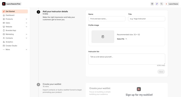 Kajabi - adminsites2148600208get_started screen
