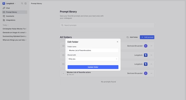Prompt library screen