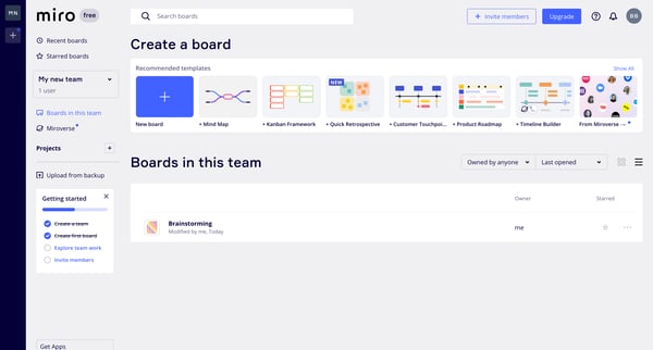 Miro | Online Whiteboard for Visual Collaboration screen