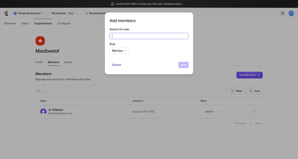 Dashboard | Clerk.com from Clerk