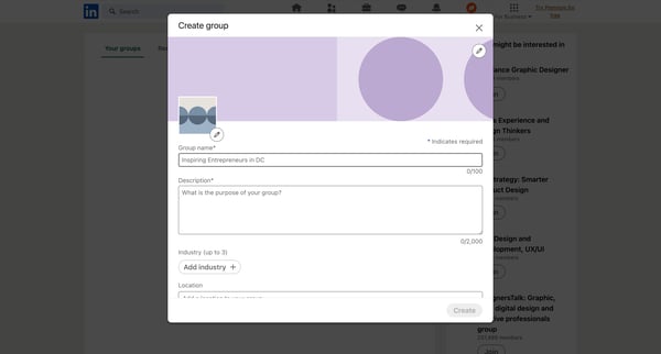 Groups | LinkedIn screen