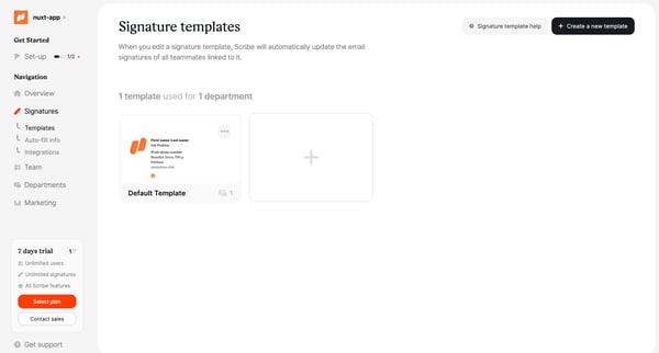 Templates | Signatures  Scribe screen