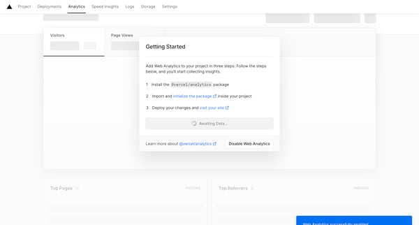 Analytics – Dashboard – Vercel screen