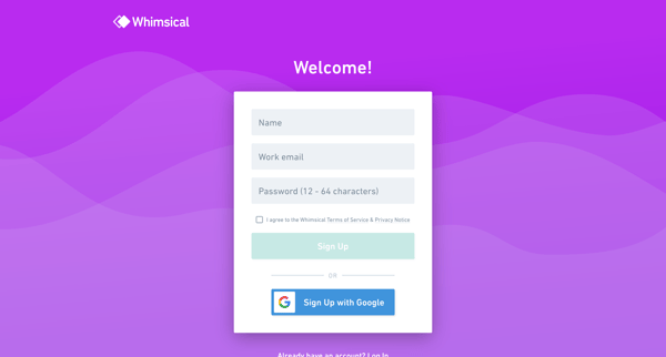 Sign Up | Whimsical from Whimsical