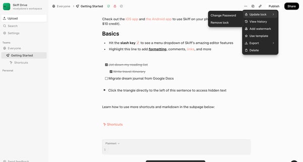 Getting Started — Skiff screen