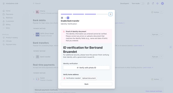 Payment methods – nicelydone.club – Stripe screen