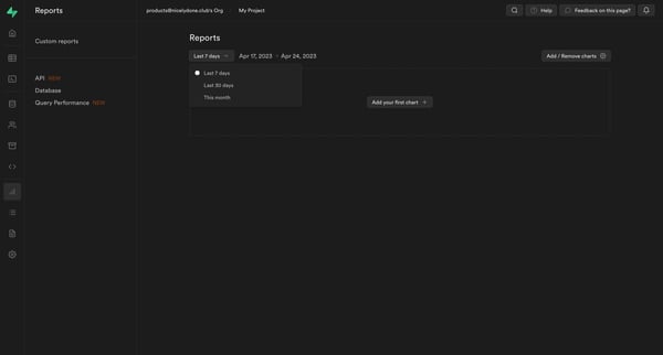 My Project | Supabase screen