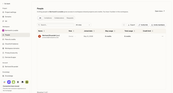 Project settings - Lovable screen