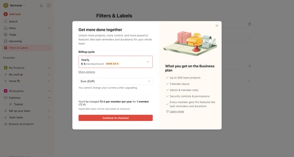 Filters | Labels – Todoist screen