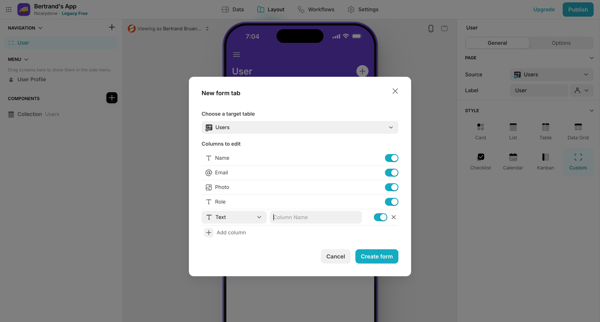 Bertrand's App · Glide screen