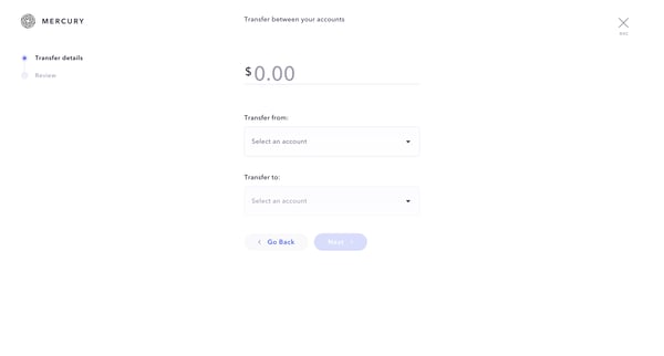 Mercury | Banking for startups screen