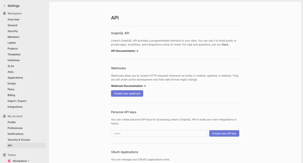 API screen