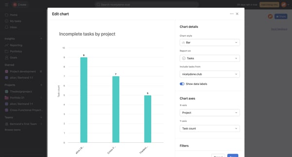 New dashboard - Asana screen