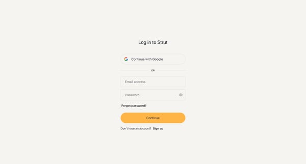 Log in — Strut from Strut
