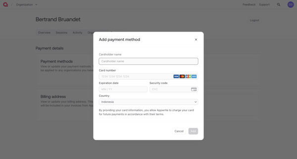 User - Appwrite screen