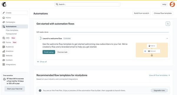 Automations | Mailchimp screen