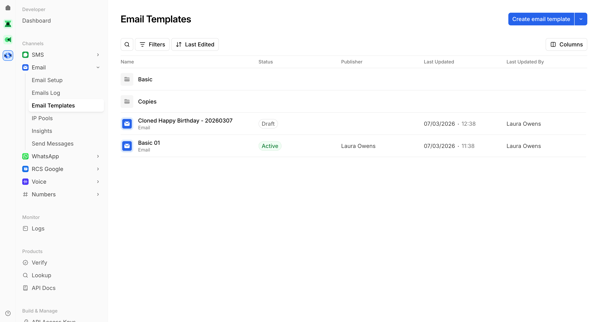 Email Templates | Bird screen