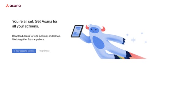 Set up your account - Asana screen