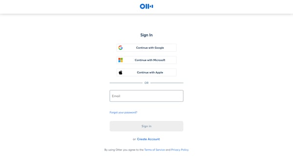 Sign In Otter Voice Meeting Notes - Otter.ai screen