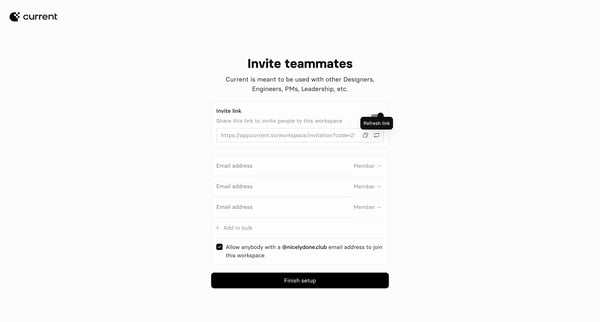 Current — Invite screen