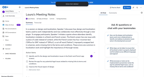 Lauras Meeting Notes - Otter.ai screen