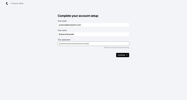 Account setup – Dashboard - Latitude.sh screen