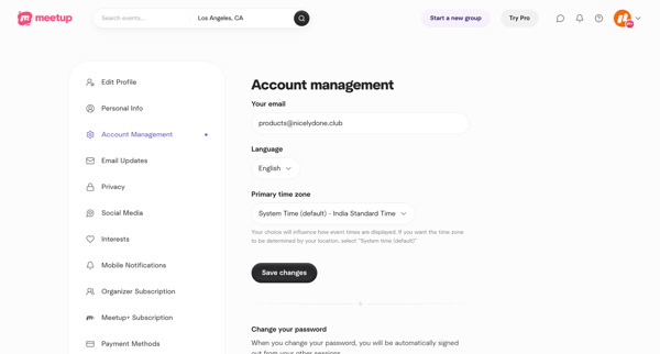 Account management screen