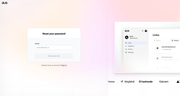 Forgot Password for Dub.co | Dub.co screen