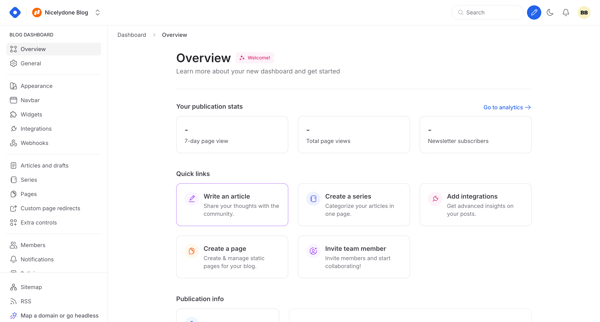 Dashboard - Overview screen