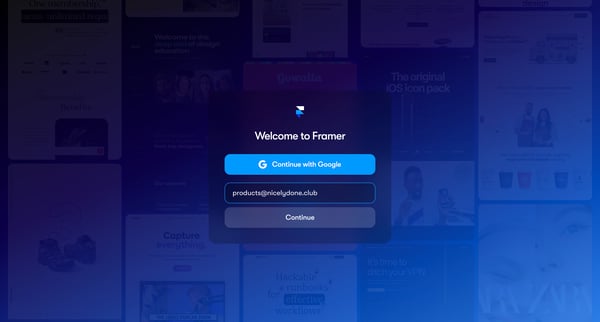 Framer Login screen