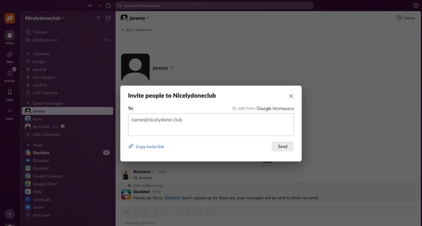 jeremy DM - Nicelydoneclub - 1 new item - Slack from Slack