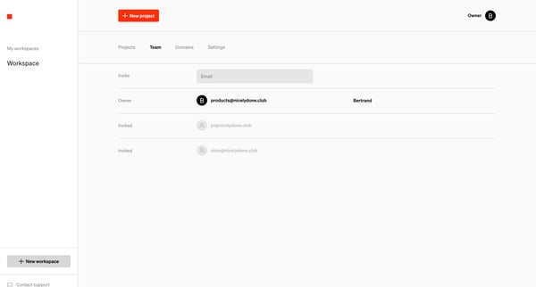 Standards - Team Members screen