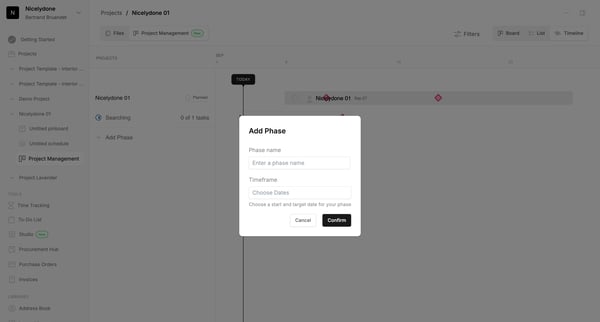 Project Management | Programa screen