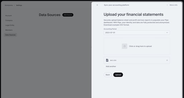 Data Sources screen