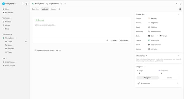 CaptureFlow › Updates screen
