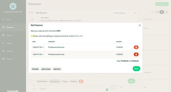 Expensify - Expenses screen