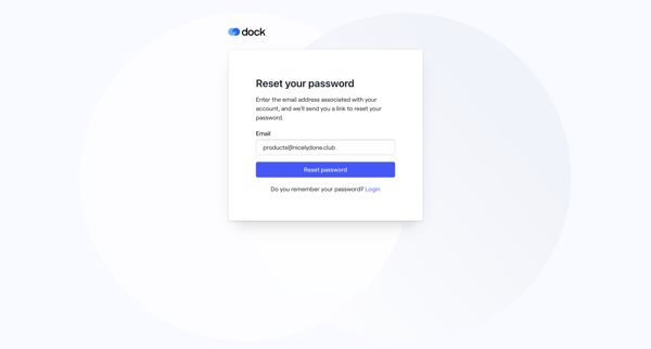 Forgot password · Dock screen