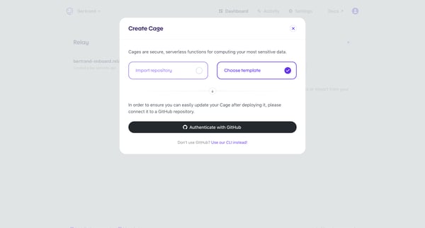Evervault | Dashboard screen