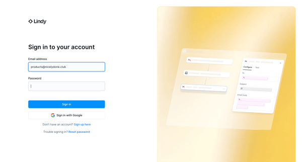 Login screen