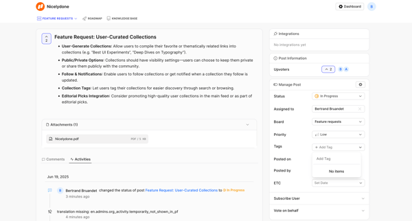 Feature Request: User-Curated Collections | Nicelydone screen