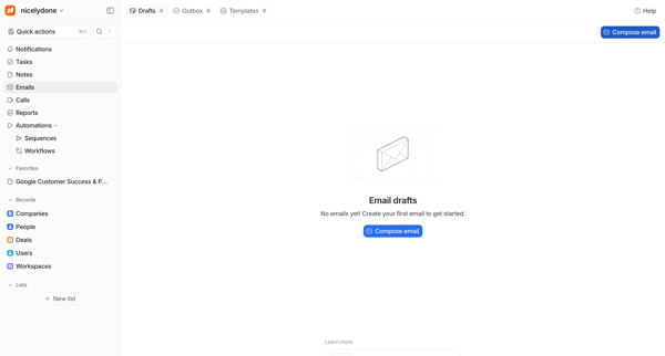 Emails - Attio screen