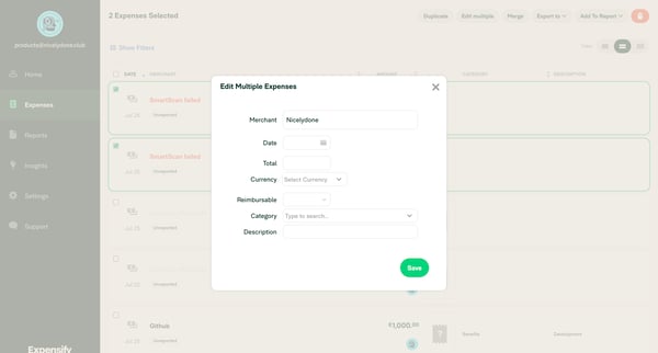 Expensify - Expenses screen
