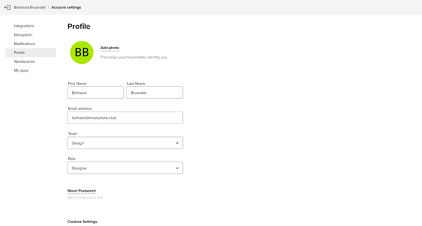 Account settings • MURAL screen