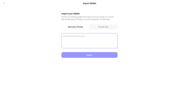 Aave Account screen