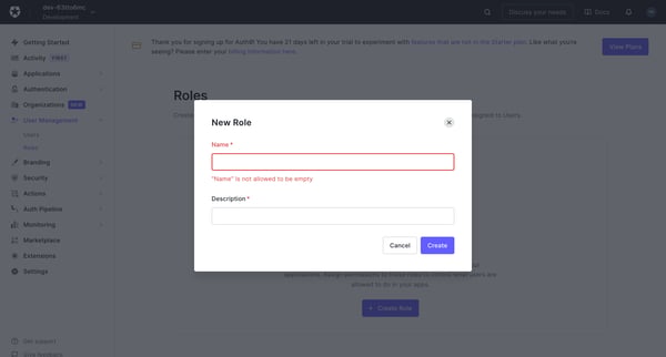 Roles from Auth0
