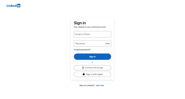 LinkedIn Login, Sign in | LinkedIn screen